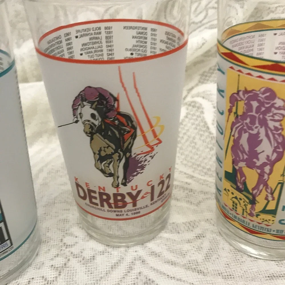 Vintage Kentucky‎ Derby Glasses, 1995 Derby 121, 1996 Derby 122, 1997 Derby 123